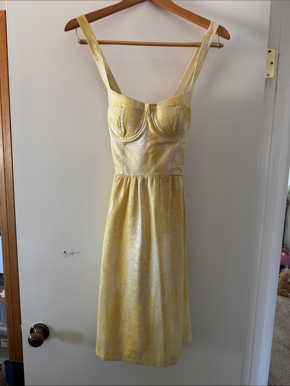Cynthia Rowley Yellow Metallic Bustier Dress